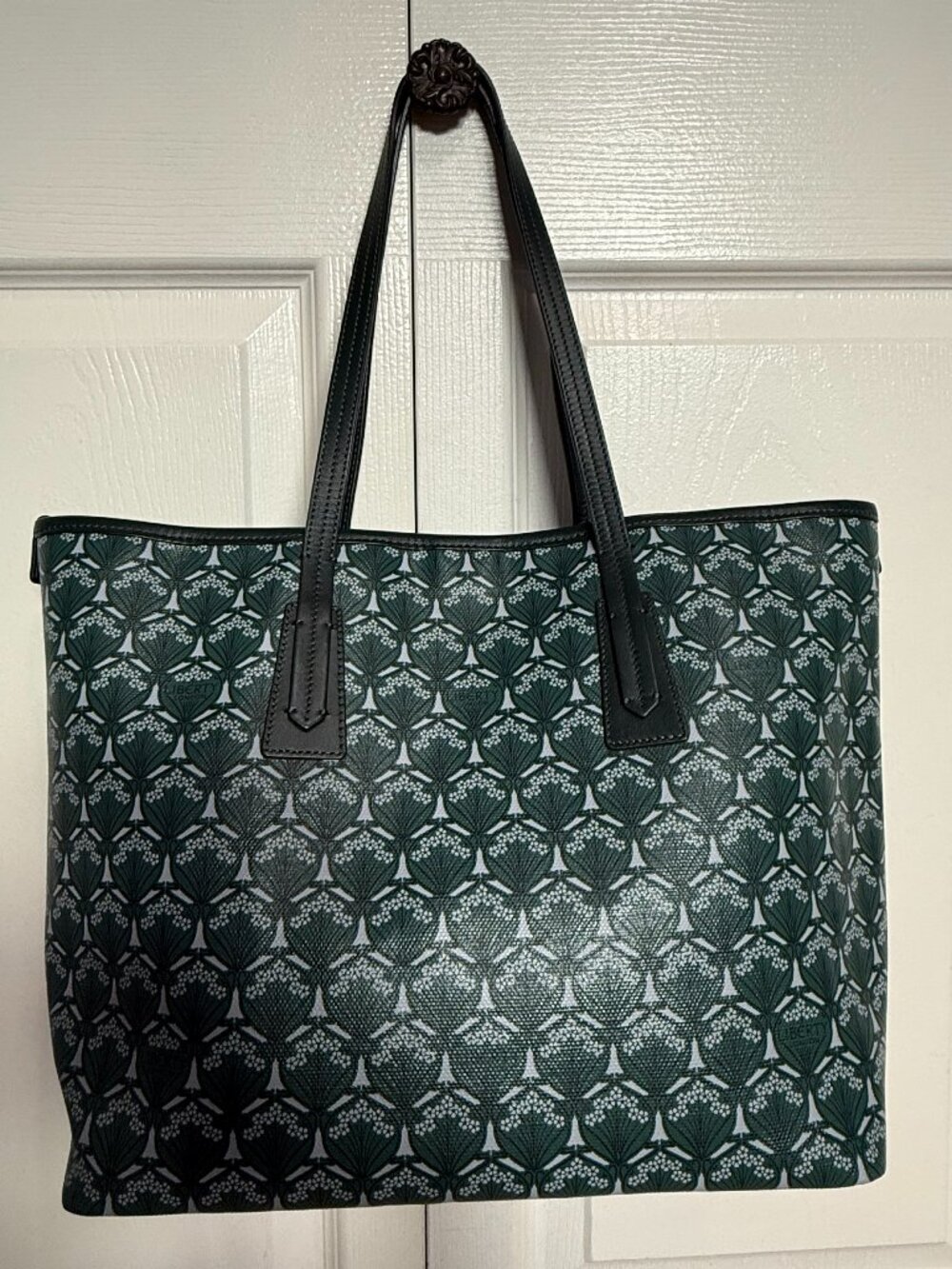 Liberty London Authentic Iphis Little Marlborough Tote Bag Green Leather W/ Dust